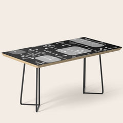 1950s Eames Era Art Crosshairs Black White Coffee Table