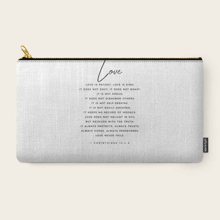 1 Corinthians 13 Love Is Patient Love Is Kind Love Never Fails Bible Verse Print Scripture Christian Carry All Pouch