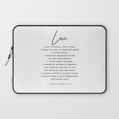 1 Corinthians 13 Love Is Patient Love Is Kind Love Never Fails Bible Verse Print Scripture Christian Laptop Sleeve