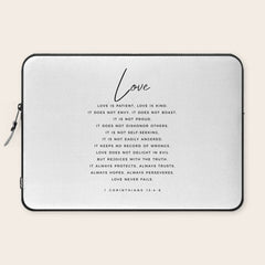 1 Corinthians 13 Love Is Patient Love Is Kind Love Never Fails Bible Verse Print Scripture Christian Laptop Sleeve