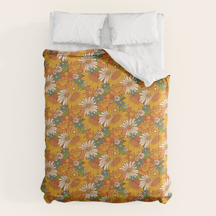 70s Retro Floral Comforter