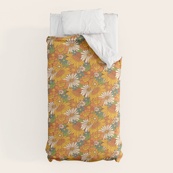 70s Retro Floral Comforter