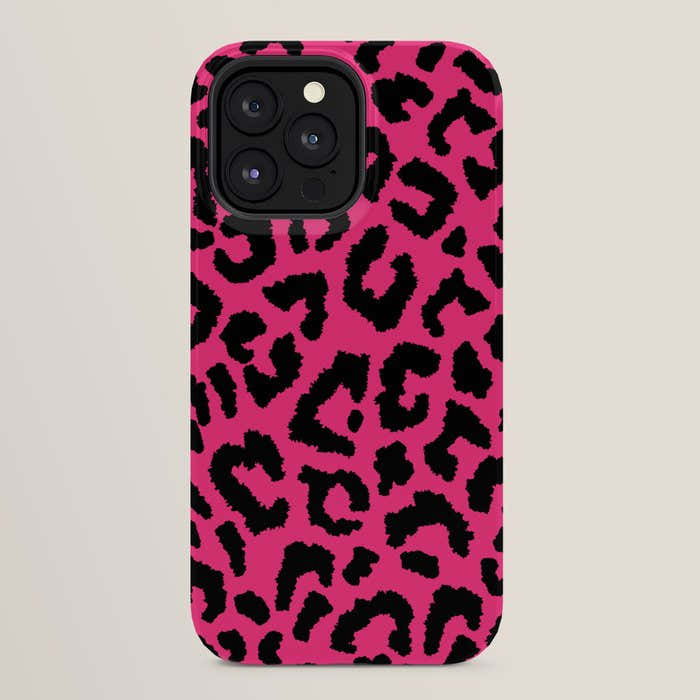2000s leopard-black on hot pink iPhone Case
