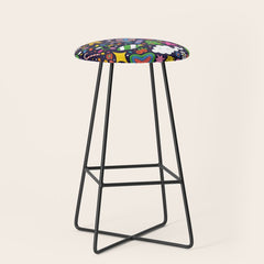 60s 70s psychedelic Modern Christmas Confetti Pattern Stool