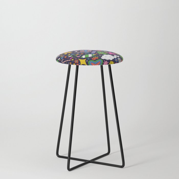 60s 70s psychedelic Modern Christmas Confetti Pattern Stool