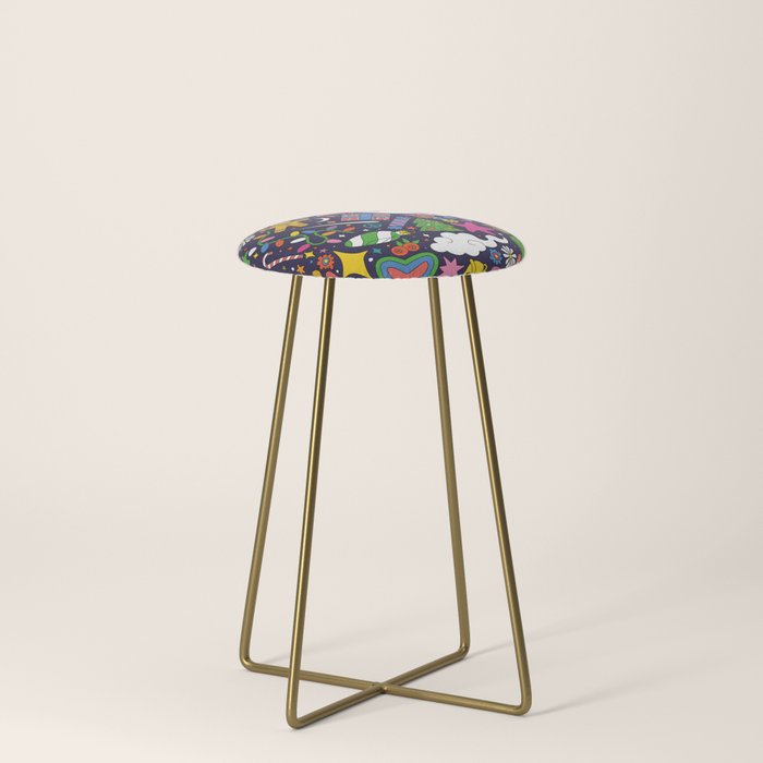 60s 70s psychedelic Modern Christmas Confetti Pattern Stool