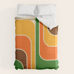 1970s Retro Vintage Style Geometric Design 743 Scandi Duvet Cover