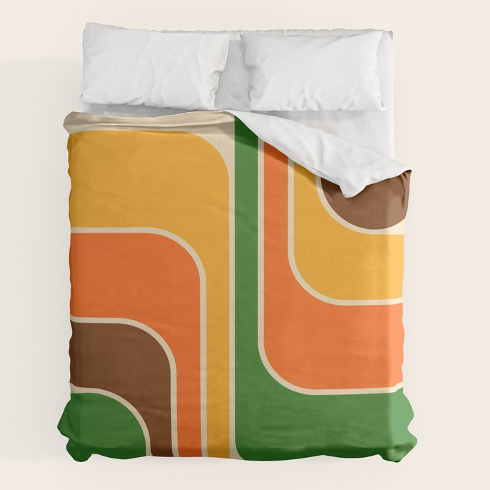 1970s Retro Vintage Style Geometric Design 743 Scandi Duvet Cover