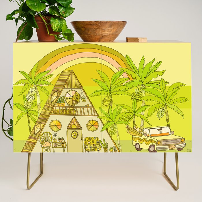 a frame simple living // banana pancakes // retro surf art by surfy birdy Credenza