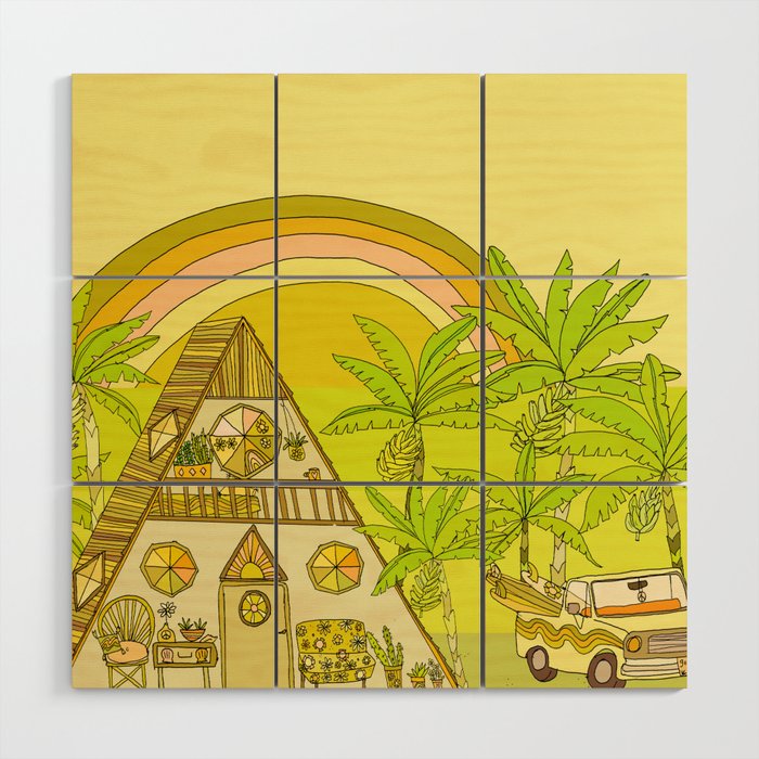 a frame simple living // banana pancakes // retro surf art by surfy birdy Wood Wall Art