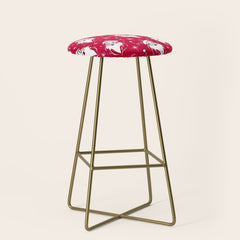Tis The Season Retro Santa Red White Pattern Stool