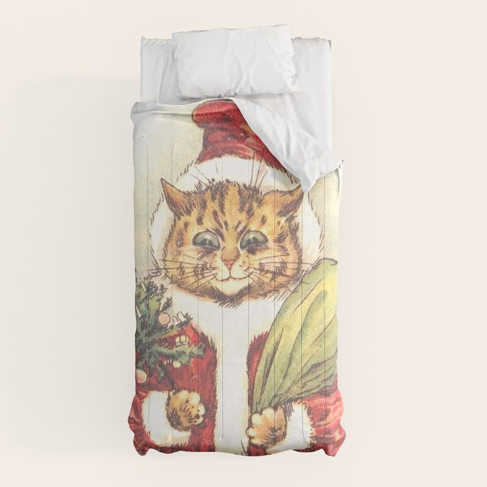 Father Christmas Cat' by Louis Wain Comforter