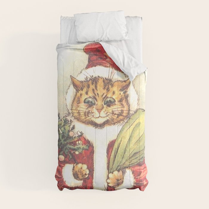 Father Christmas Cat' by Louis Wain Comforter