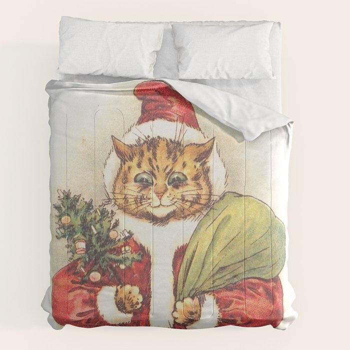 Father Christmas Cat' by Louis Wain Comforter