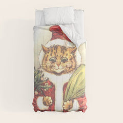 Father Christmas Cat' by Louis Wain Comforter