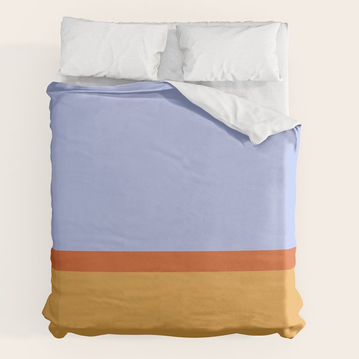 70s Summer Color Block Blue and Orange Duvet Cover