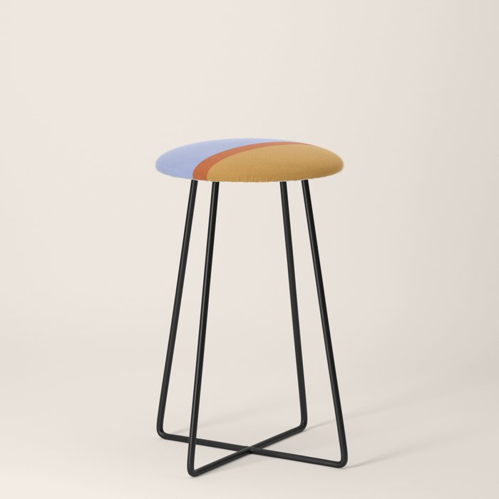 70s Summer Color Block Blue and Orange Stool
