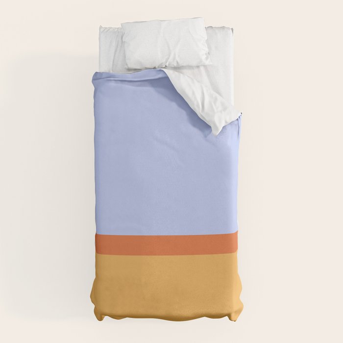 70s Summer Color Block Blue and Orange Duvet Cover