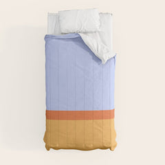 70s Summer Color Block Blue and Orange Comforter