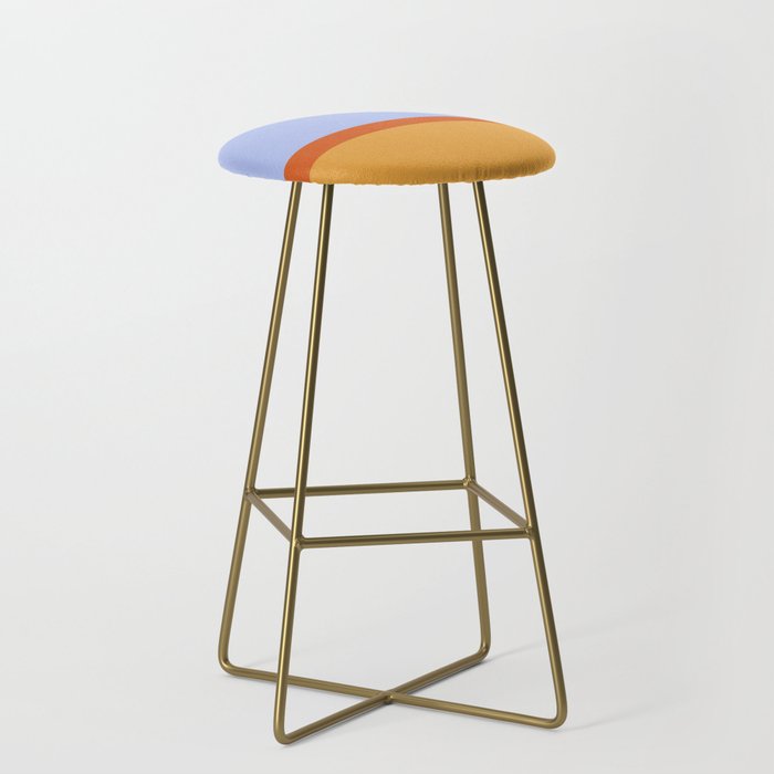 70s Summer Color Block Blue and Orange Stool
