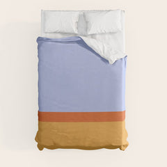 70s Summer Color Block Blue and Orange Duvet Cover
