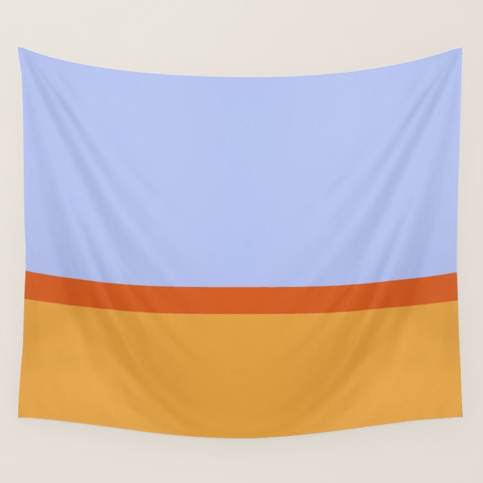 70s Summer Color Block Blue and Orange Wall Tapestry