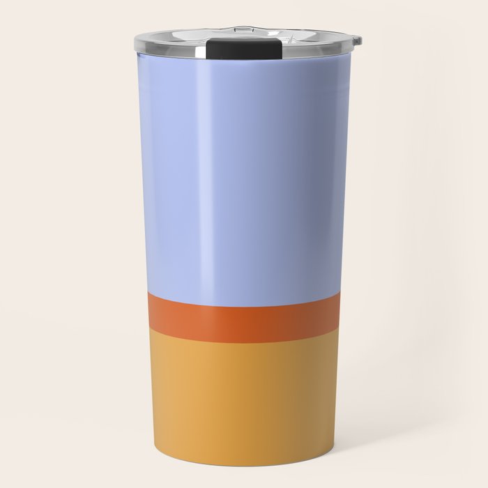 70s Summer Color Block Blue and Orange Travel Mug