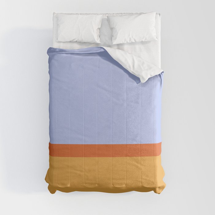 70s Summer Color Block Blue and Orange Comforter