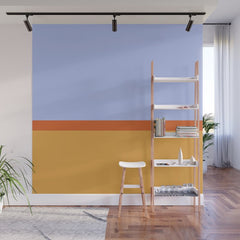 70s Summer Color Block Blue and Orange Wall Mural