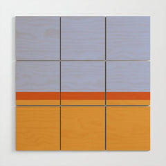 70s Summer Color Block Blue and Orange Wood Wall Art