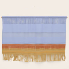 70s Summer Color Block Blue and Orange Wall Hanging