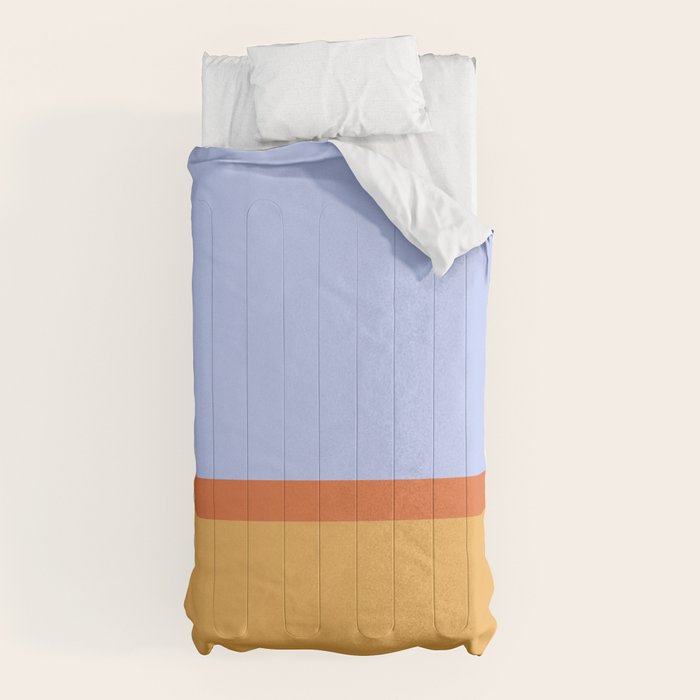 70s Summer Color Block Blue and Orange Comforter