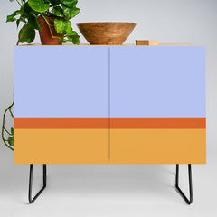 70s Summer Color Block Blue and Orange Credenza