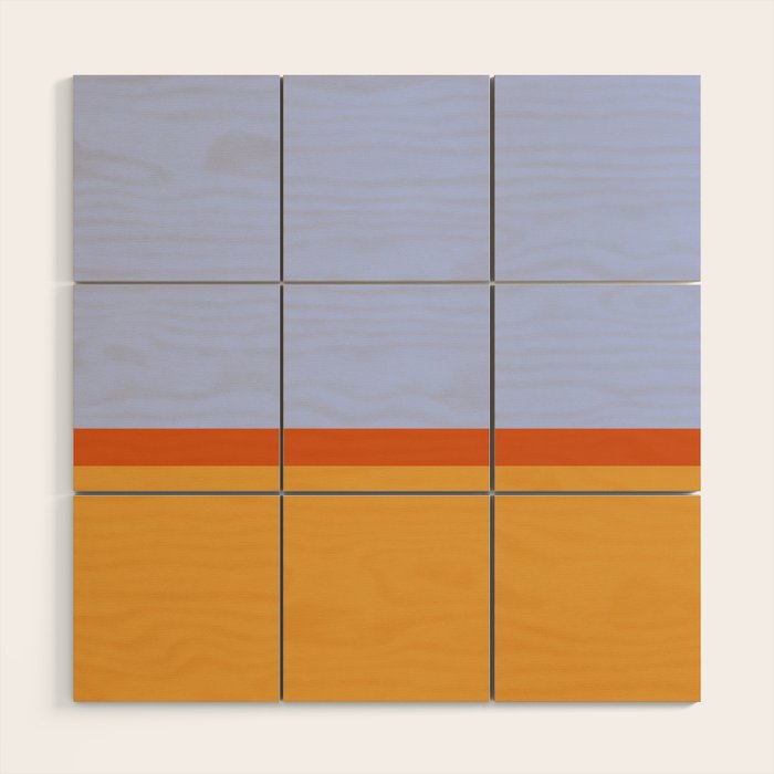 70s Summer Color Block Blue and Orange Wood Wall Art