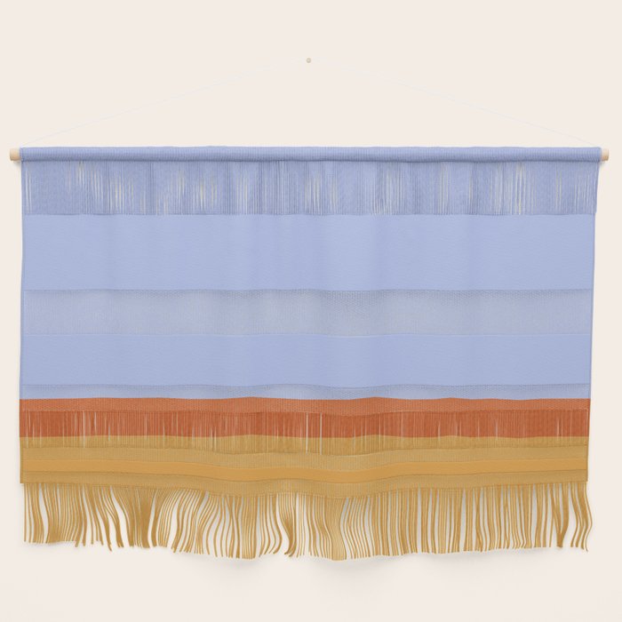 70s Summer Color Block Blue and Orange Wall Hanging