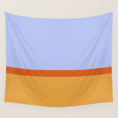70s Summer Color Block Blue and Orange Wall Tapestry