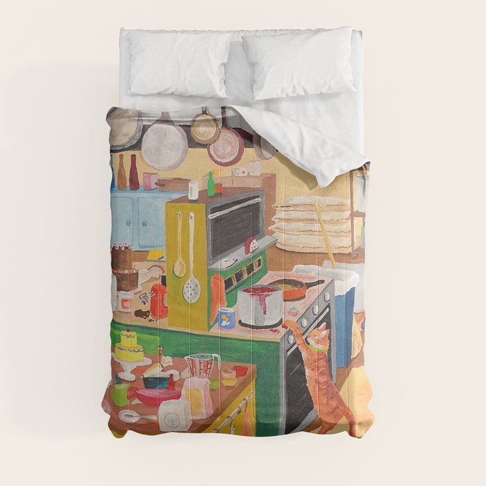 A Cat in the Kitchen Comforter