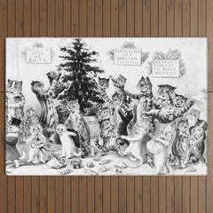 Cats Decorating The Christmas Tree' Vintage Cat Art by Louis Wain Outdoor Rug