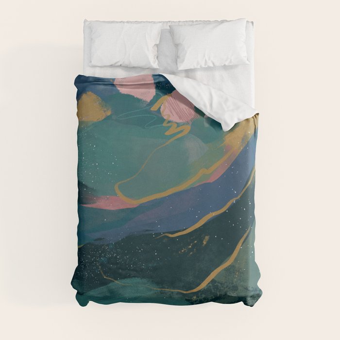 "You Are Worthy" Midnight Background Duvet Cover
