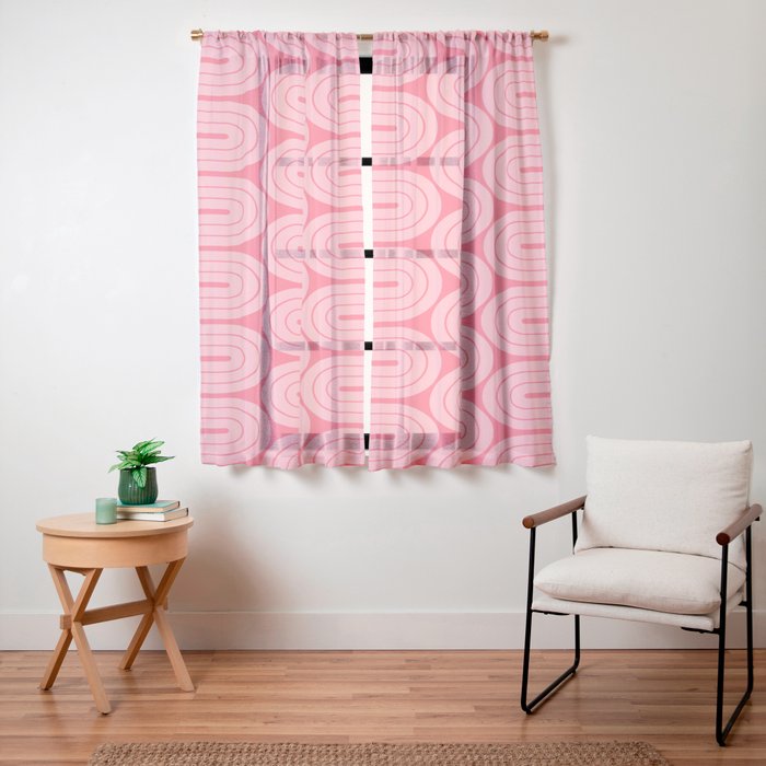 70s Throwback Wavy Stripes Pattern Window Curtain
