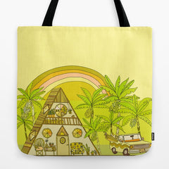 a frame simple living // banana pancakes // retro surf art by surfy birdy Tote Bag