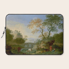 A Landscape with Distant Classical Ruins, a Bridge, Figures, and Cattle Laptop Sleeve