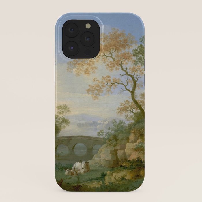 A Landscape with Distant Classical Ruins, a Bridge, Figures, and Cattle iPhone Case