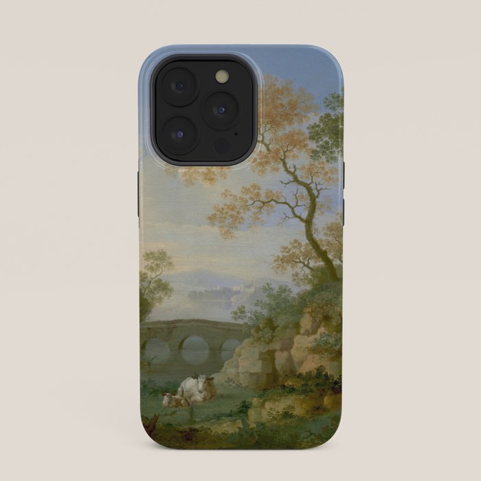 A Landscape with Distant Classical Ruins, a Bridge, Figures, and Cattle iPhone Case