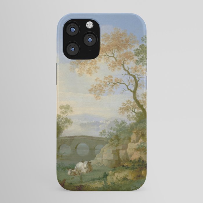 A Landscape with Distant Classical Ruins, a Bridge, Figures, and Cattle iPhone Case