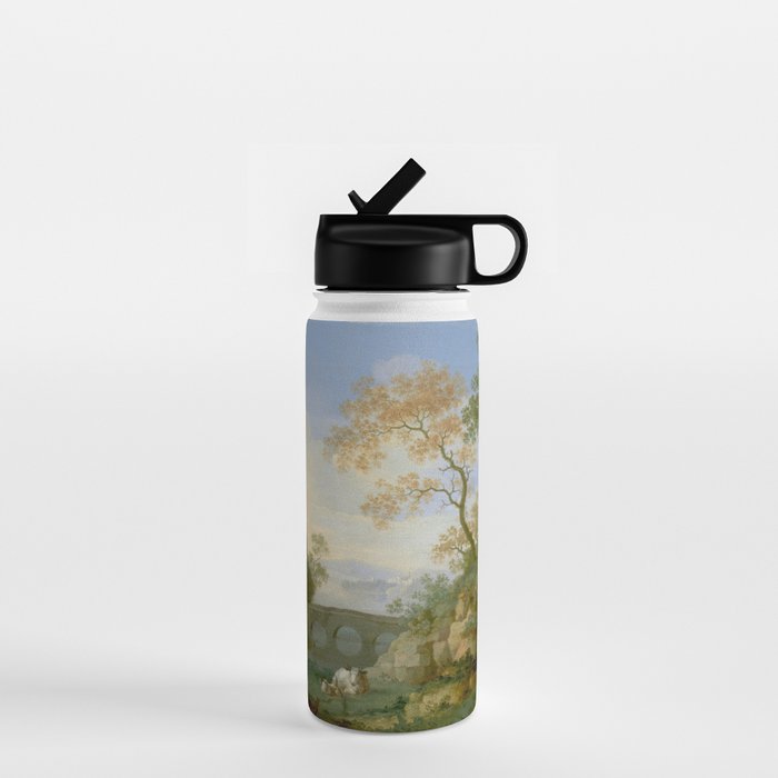 A Landscape with Distant Classical Ruins, a Bridge, Figures, and Cattle Water Bottle