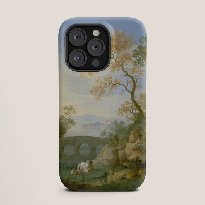 A Landscape with Distant Classical Ruins, a Bridge, Figures, and Cattle iPhone Case