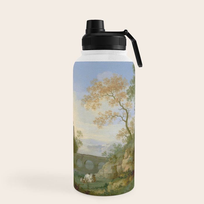 A Landscape with Distant Classical Ruins, a Bridge, Figures, and Cattle Water Bottle