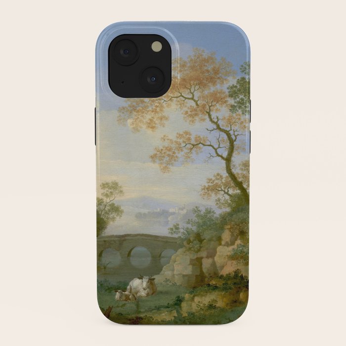 A Landscape with Distant Classical Ruins, a Bridge, Figures, and Cattle iPhone Case