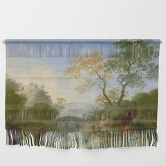 A Landscape with Distant Classical Ruins, a Bridge, Figures, and Cattle Wall Hanging